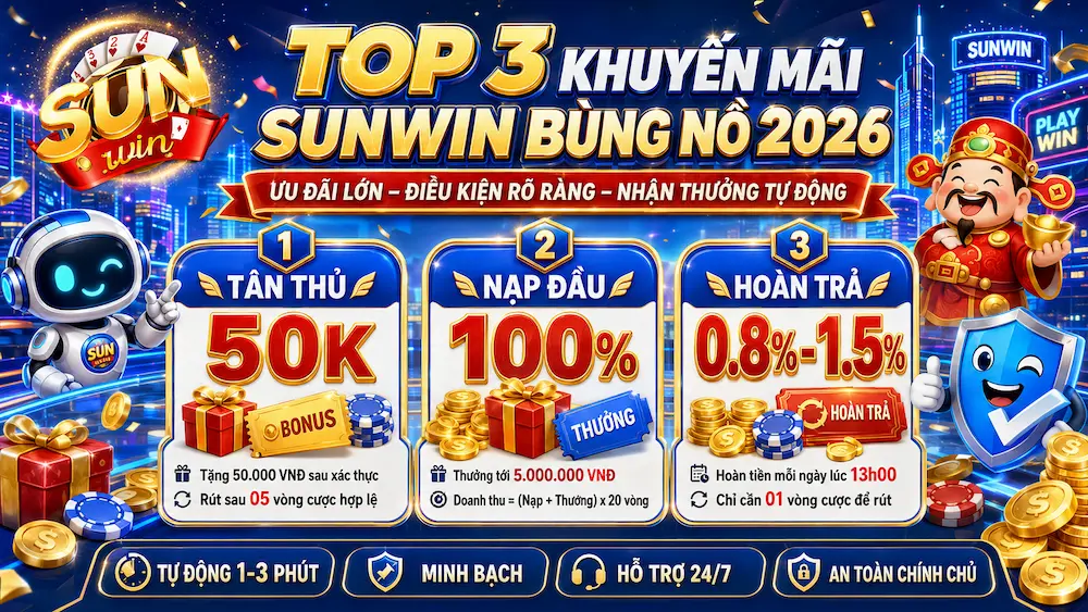 Khuyến Mãi SUNWIN – Ưu Đãi Hấp Dẫn, Nhận Thưởng Mỗi Ngày